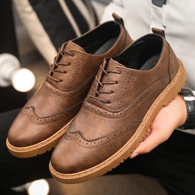 Luxury Men's Brogue Oxford Dress Shoes Lace Up Business Formal Wedding Shoes