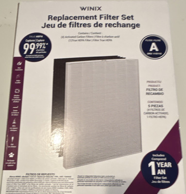 WINIX Model A Replacement Filter Set True HEPA + Activated Carbon, 5-Pack 1 Year