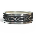 VINTAGE 925 Sterling Silver Ichthus Ring “BSCJ Ster.©️77” Size 8.5 Band