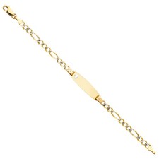 SOLID 14k Yellow Gold Figaro 3 1 100 WP Oval Baby ID Bracelet 6" Womens 4g