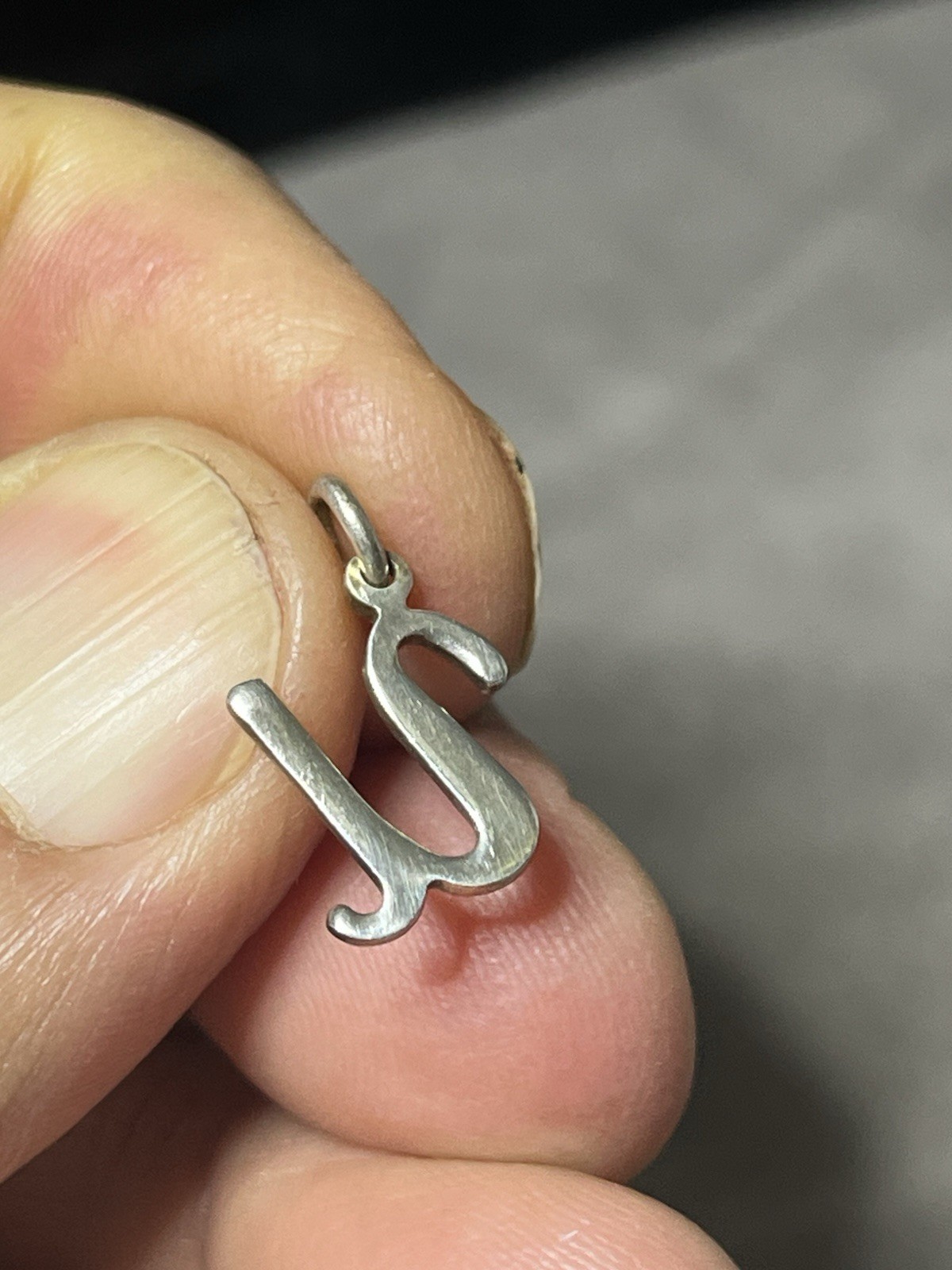 925 Sterling Silver Script Initial "u" Pendant - image 4