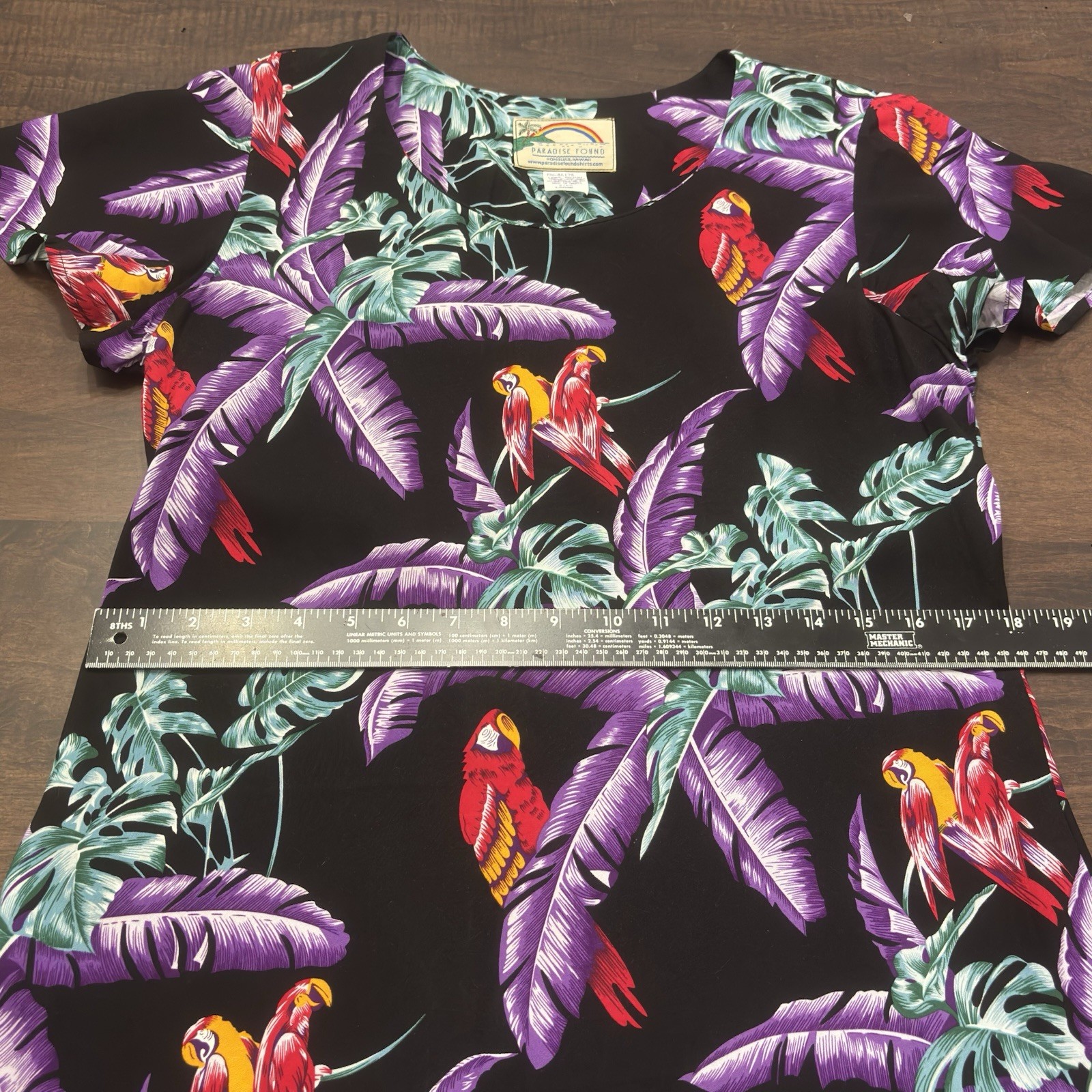 Vtg 90s Paradise Found Hawaiian Dress MIDI Womens Sz L Beachy Purple Tropical