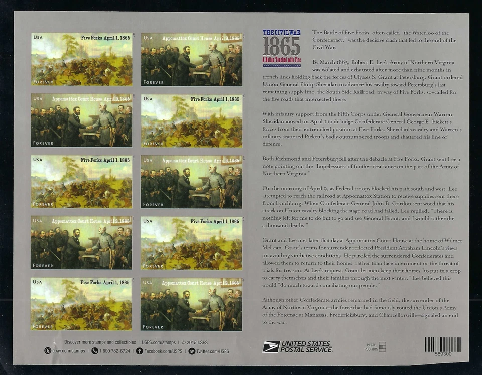 US 4981b CIVIL WAR SESQUICENTENTENNIAL IMPERF PANE OF 12 FROM PRESS SHEET VF-XF - Image 2 of 2