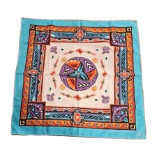 Vintage Tribal Native American Wamcraft Bandana USA RN #14193 Blue And Purple