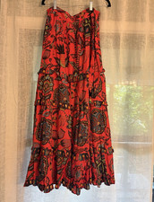 FARM Rio for Anthropologie Red Paisley Beaded Tassel Sleeveless Midi Dress L