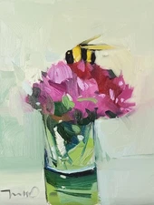 Jose Trujillo Art PRINT 16x20 Collectible Artist Painting Peonies Glass Vase