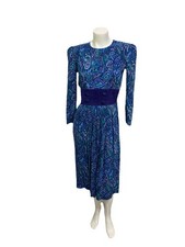 VTG 90s Dress Size 6 Pasley Maximalist Retro Costume Cinched Waist Artsy