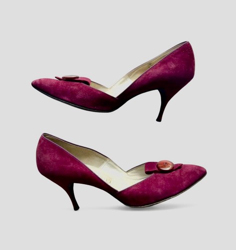 Vintage 1960s Suede Heels | Shoe Salon Lustig’s | Madrid Last Size 7.5