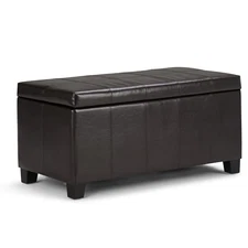  Dover 36 inch Wide Contemporary Rectangle Storage Ottoman Bench Tanners Brown