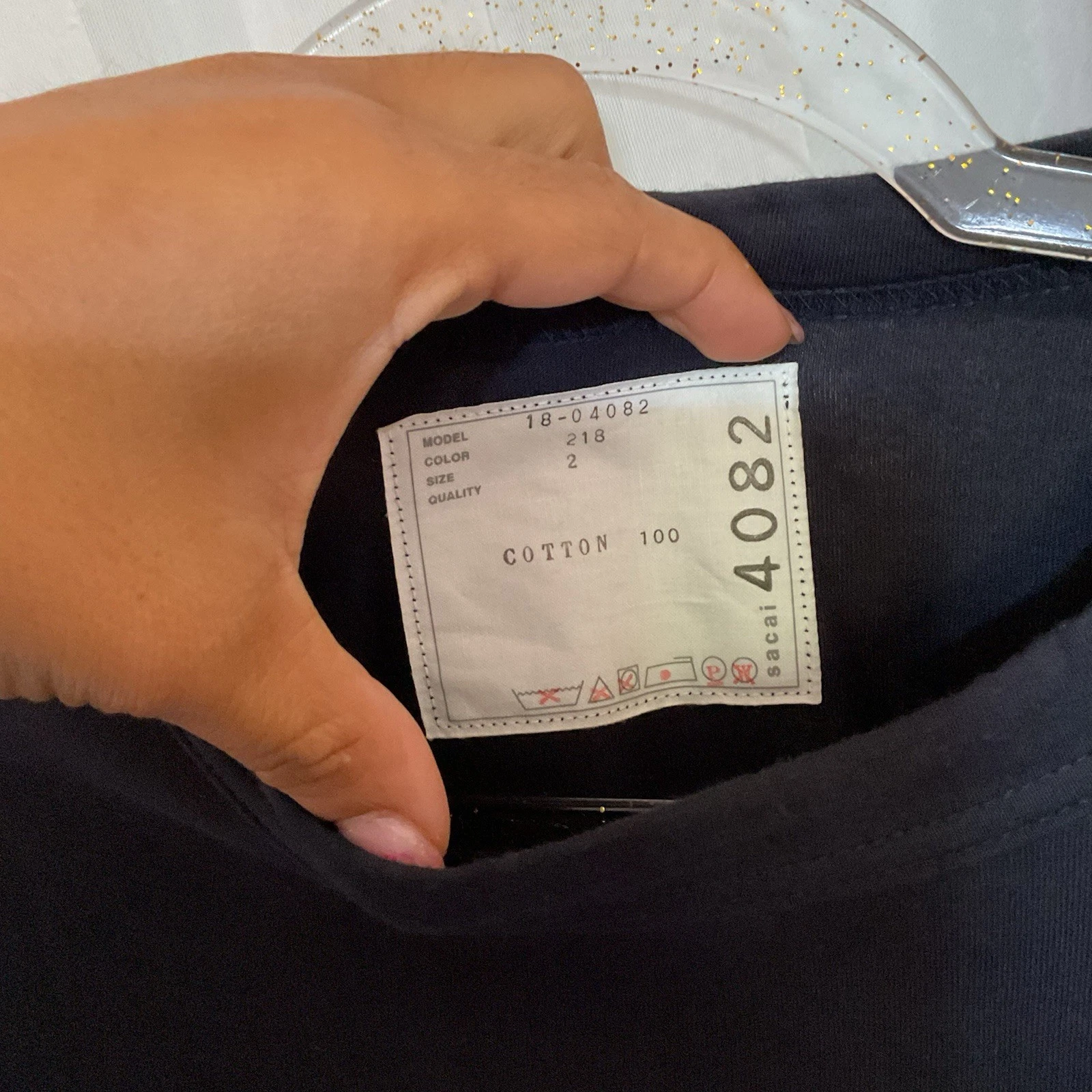 Abito camicia Sacai righe stringate pieghe taglia 2 cotone blu navy made in Japan