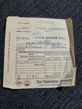Vintage  50s Gas Receipt Jim's Service Station Chevron 8-18-55 Colorado Eads 