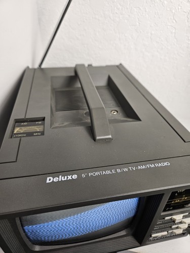 Supersonic Deluxe 5" s/w Fernseher mit AM/FM Radio Fc9100 Notfallvorbereitung getestet funktioniert - Bild 5 von 16