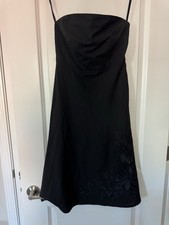 Express 2 Strapless lined Dress Black Flowers side zipper cocktail Homecoming