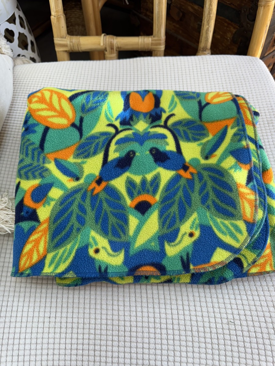 Patagonia Synchilla Blanket Kids Fleece Tropical Bird Print Leaves