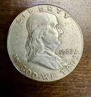 1963 Franklin Half Dollar Silver Coin - Circulated Ungraded Nice Coin