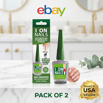  2 Pack I On Nail Hardener with Calcium Biotin, 0.4 Oz ( 12 mL ) Each Fast Ship
