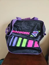 Vintage 80's Rossignol Large Vinyl Bag Duffel Tote Neon Logo Gym Ski Skate Boot
