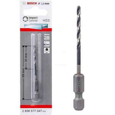 Bosch Professionel HSS Metall Bohrer 3,5 mm 1/4 Hex IMACT CONTROL Sechskant Scha