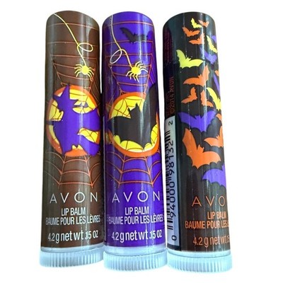Avon Halloween Lip Balm Trio 3PK Chocolate Truffle Candy Brew Batty Butterscotch