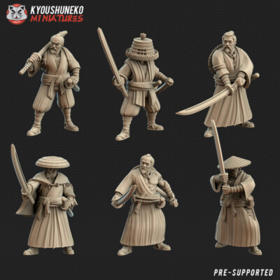 Ministura Samurai Giapponese Ronin - Kyoushuneko - Guerrieri Feudali Per Giochi Wargames