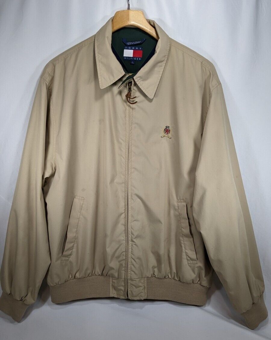 Tommy Hilfiger Fleece Lined Harrington Jacket Adult Large Beige | eBay