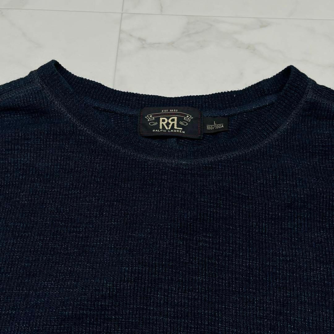 Rrl Indigo Jacquard Knit Crew Neck L One Star Long Rrl Indigo Jacquard Knit Crew Neck L One Star Long