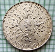 GREAT BRITAIN 1980 CROWN, Queen Elizabeth the Queen Mother 80th Birthday, UNC