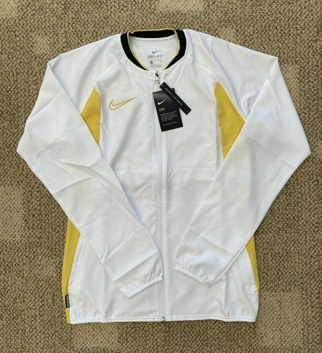 White and gold nike cheap windrunner
