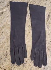 Vintage Womens Size S Gray Suede Formal 14.5" Long Gloves