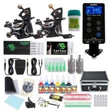 TOP PRO Level Digital Complete Compass Tattoo Machine Kit 2 Guns 7 Inks
