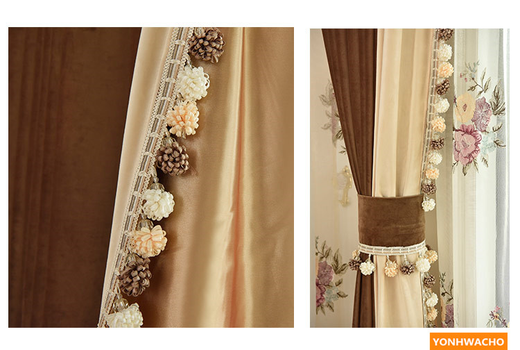 European coffee splice thick Italian velvet cloth blackout curtain ...