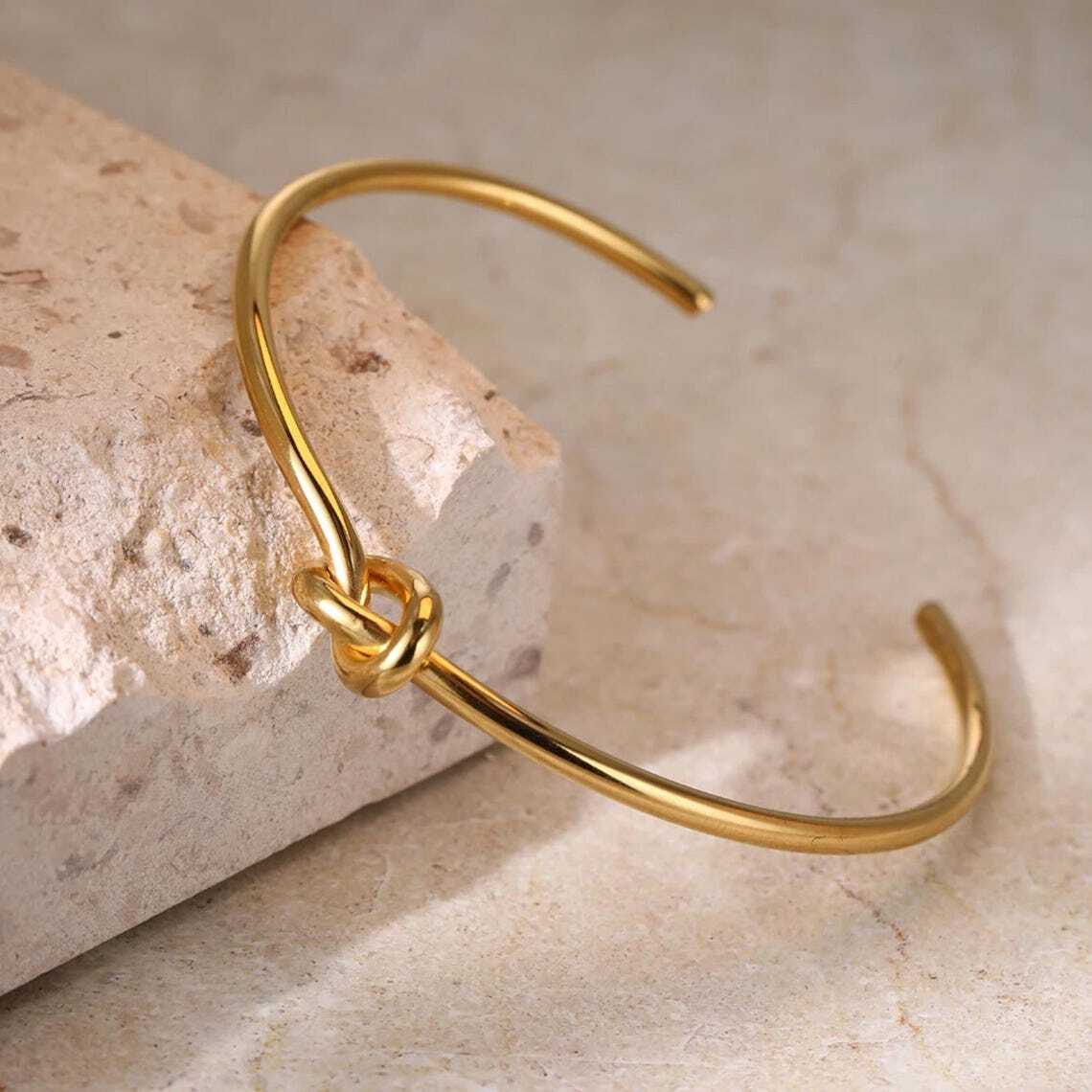 Polished Puffed Love Knot Bracelet Love Knot Bangle Yellow Polished Puffed Love Knot Bracelet Love Knot Bangle Yellow