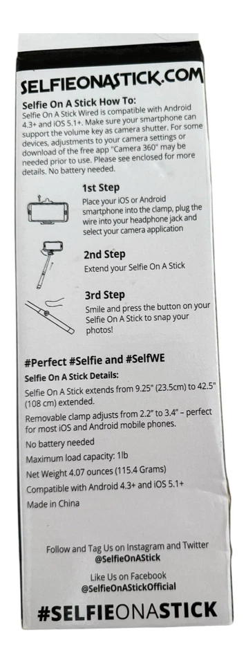 Selfie Stick con cable Selfie en un palo verde SELFIEONASTICK.COM Apple Android B Foto 3 de 4