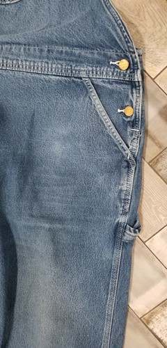 Carhartt RO8 DNM Bib Overalls Blue Denim Size: 54x32 Work Wear - Picture 6 of 14
