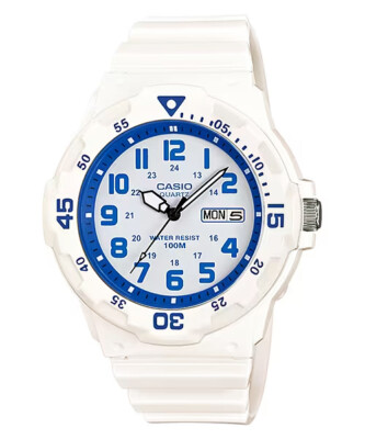 Casio Uhr Herren Damen Sport Kautschukarmband Weiß WR100 MRW-200HC-7B2VDF