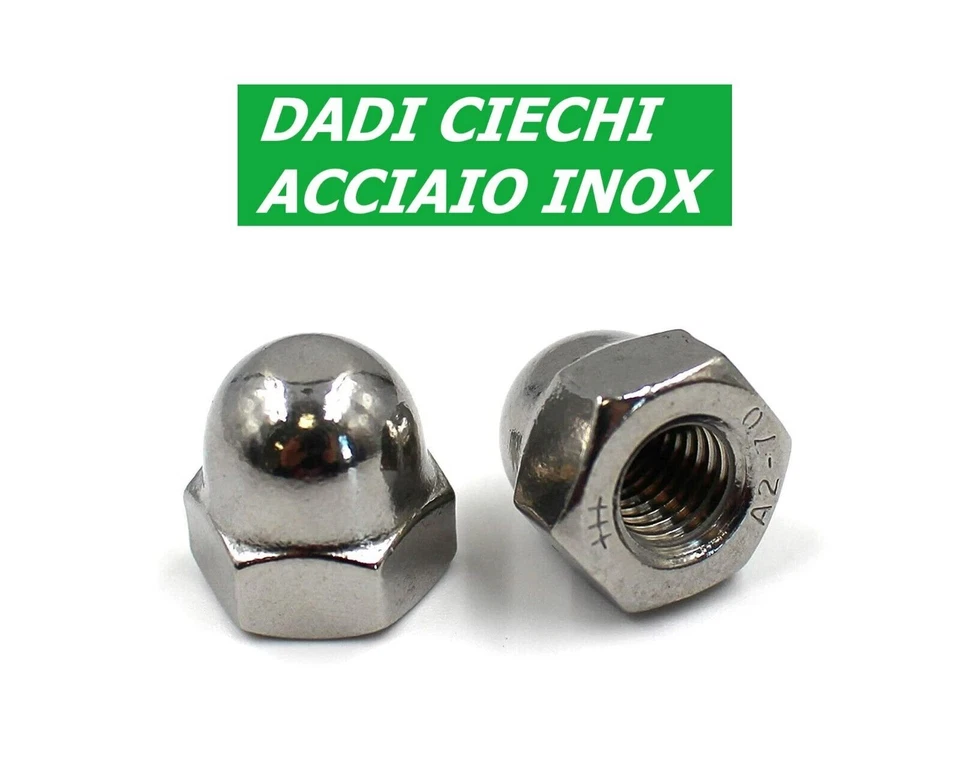 DADI CIECHI IN ACCIAIO INOX A CALOTTA SFERICA MISURE DA M3 A M20 DIN1587 UNI5721 - Immagine 3 di 4