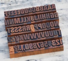A-Z + 0-9 alphabet 27 mm numbers letterpress printing blocks type printer rare~.