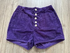 Vintage 1960 s Girl s Purple Corduroy Button Fly High Waist Shorts Youth