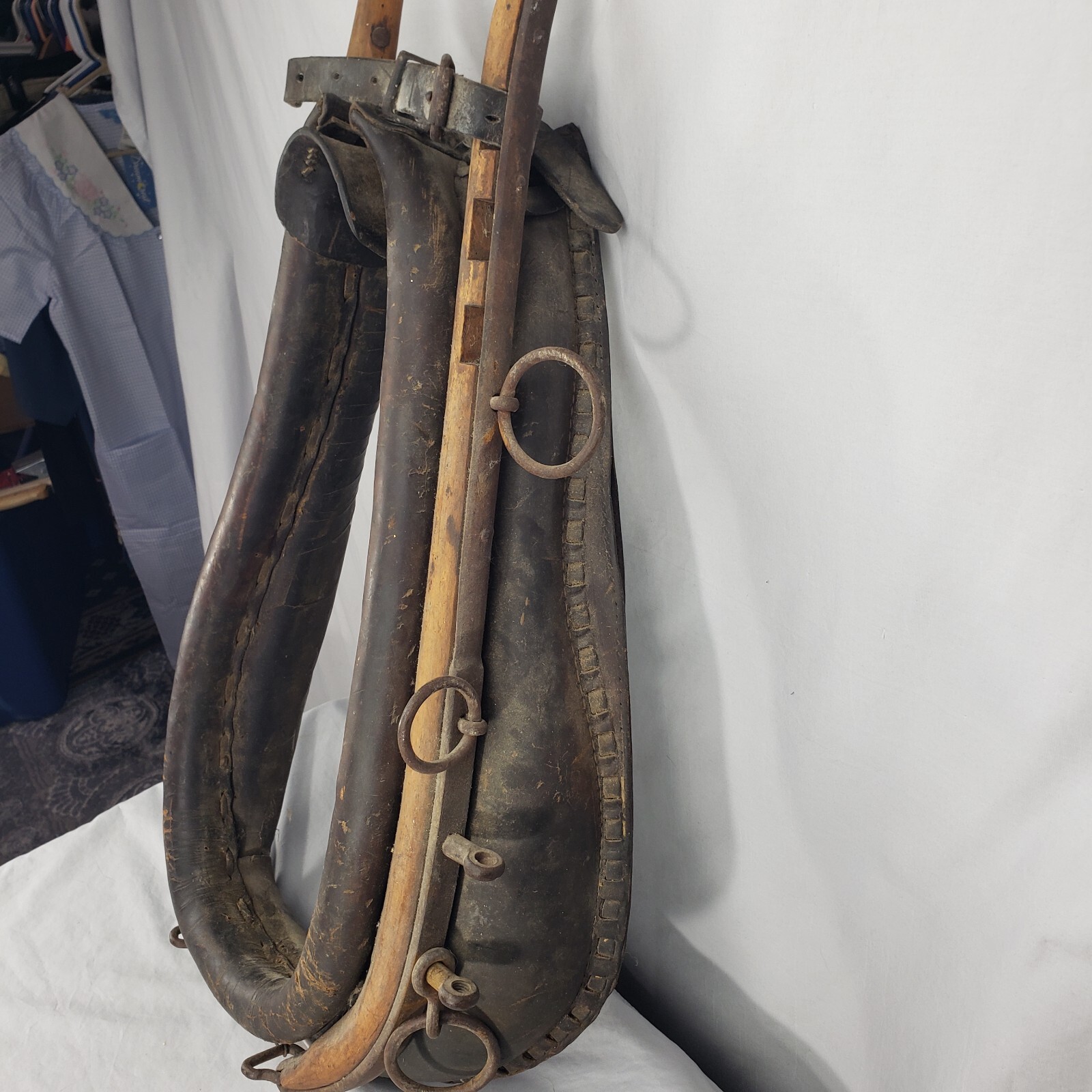 Vintage Antique Leather Horse Harness Collar Hames Rustic Western Farm