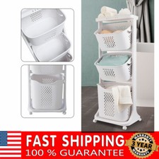 3 Tier Laundry Hamper Basket Sorter Clothes Storage Organizer Shelf Rolling Cart
