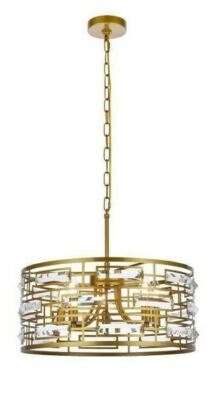 Crystal Chandelier Brass Modern Dining Room Kitchen Island Light Fixture 18''