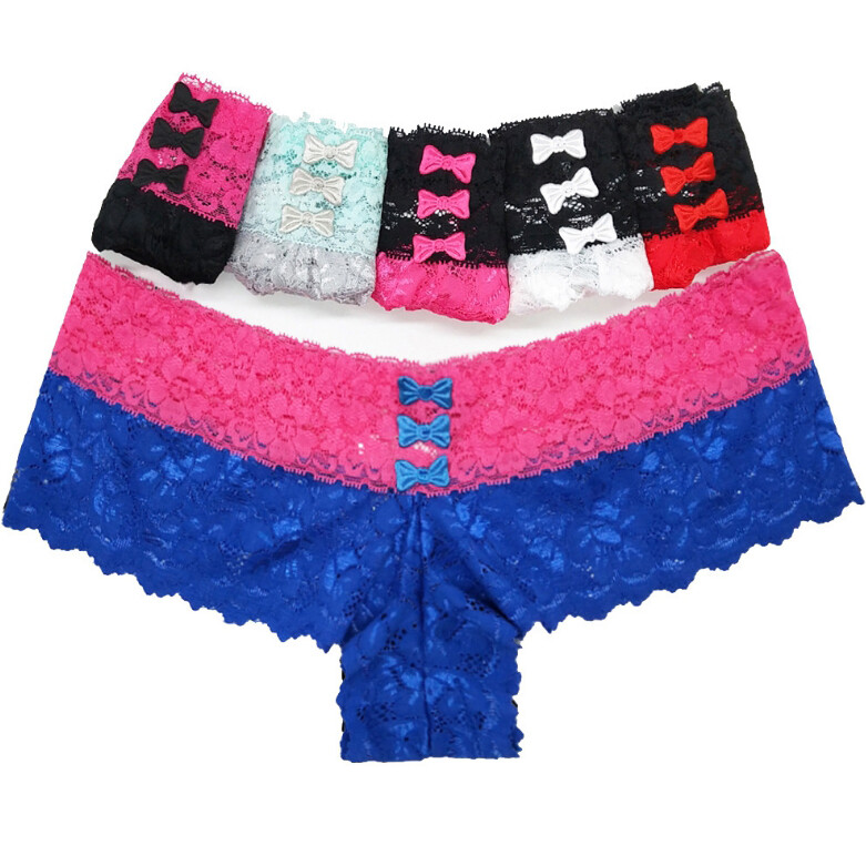 6-Pack Women's Lace Boyshorts Bikini Panties Sexy Boy Shorts Panty