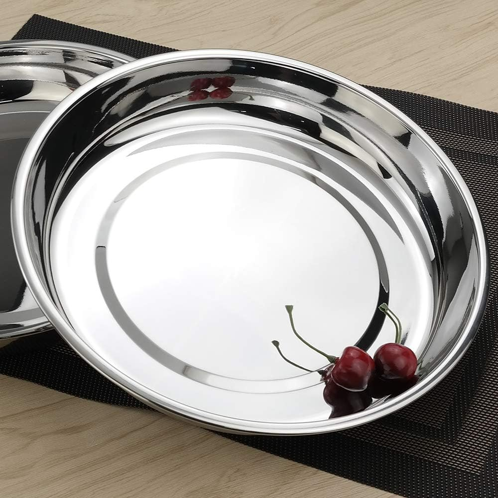 Kekow Stainless Steel Dinner Plate, Large round Plates, 10INCH, 4Pack