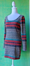 Lovely Day Size S(?) Striped Knit Mini Dress Open Back Long Sleeve Holiday