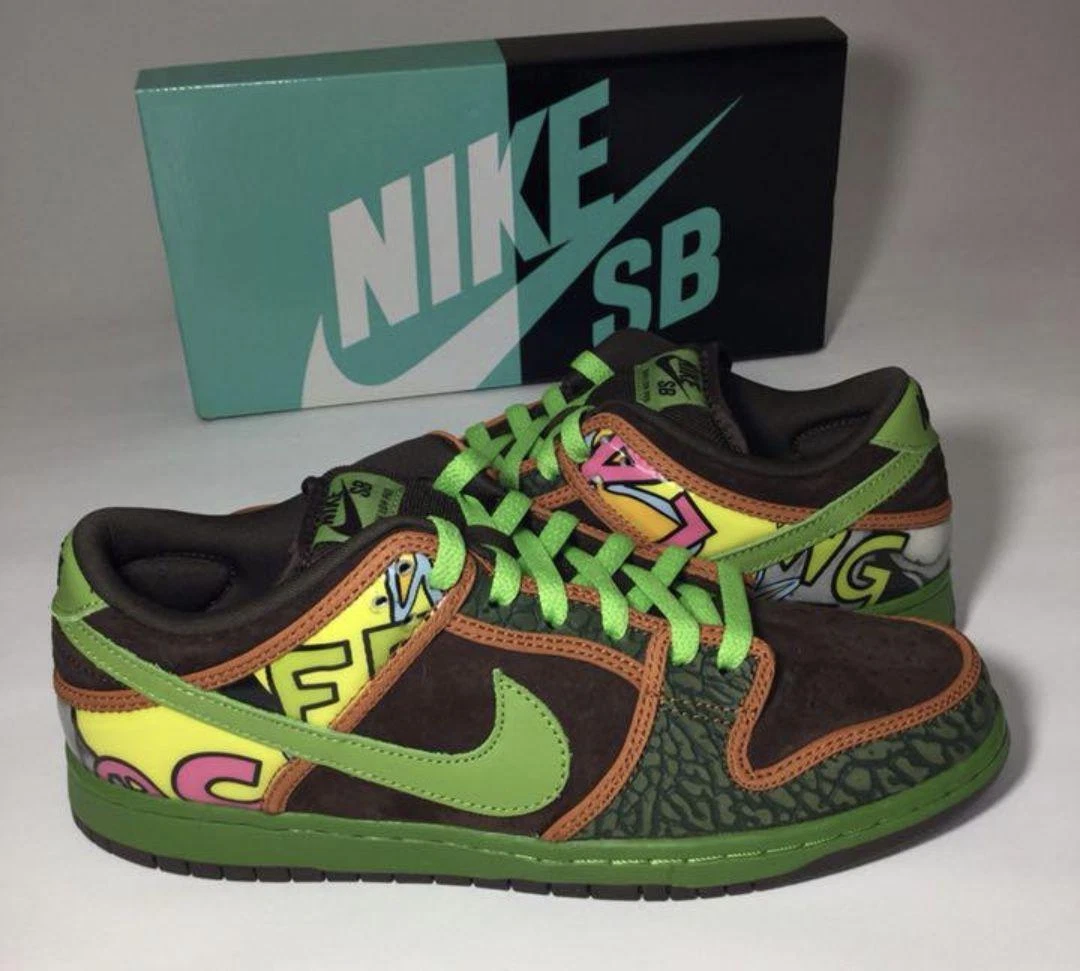 Nike Dunk SB Low De La Soul 2015 green cement pattern Size US 8.5