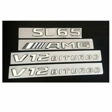 Chrome Sl65 Amg V12 Biturbo Trunk Fender Badges Emblems Emblem For Mercedes Benz