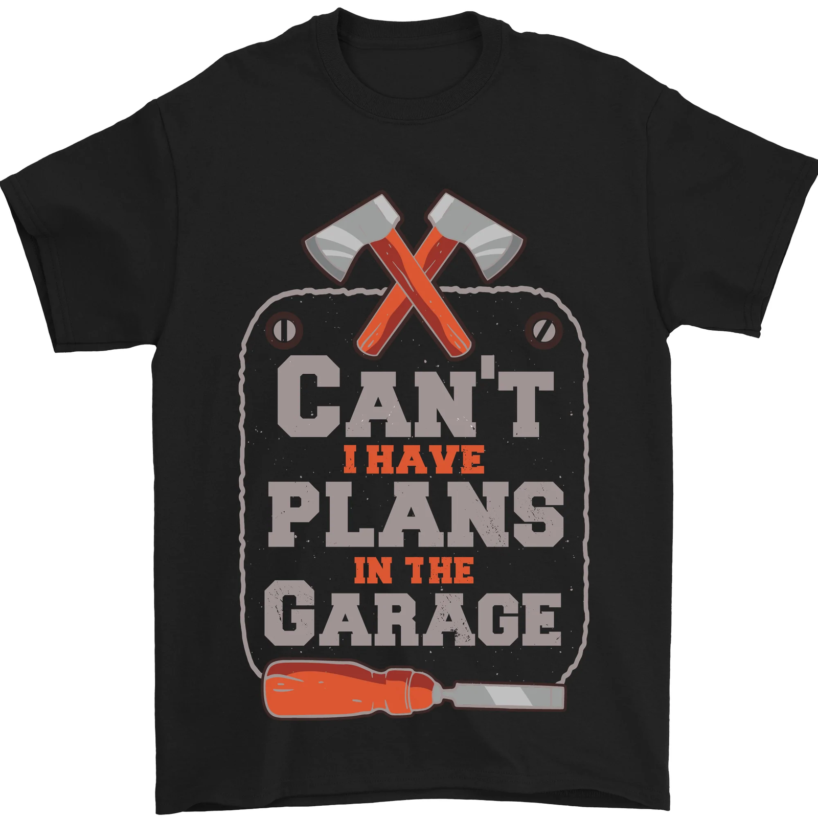 Plans In the Garage Carpenter DIY Tradesman Mens T-Shirt 100% Cotton