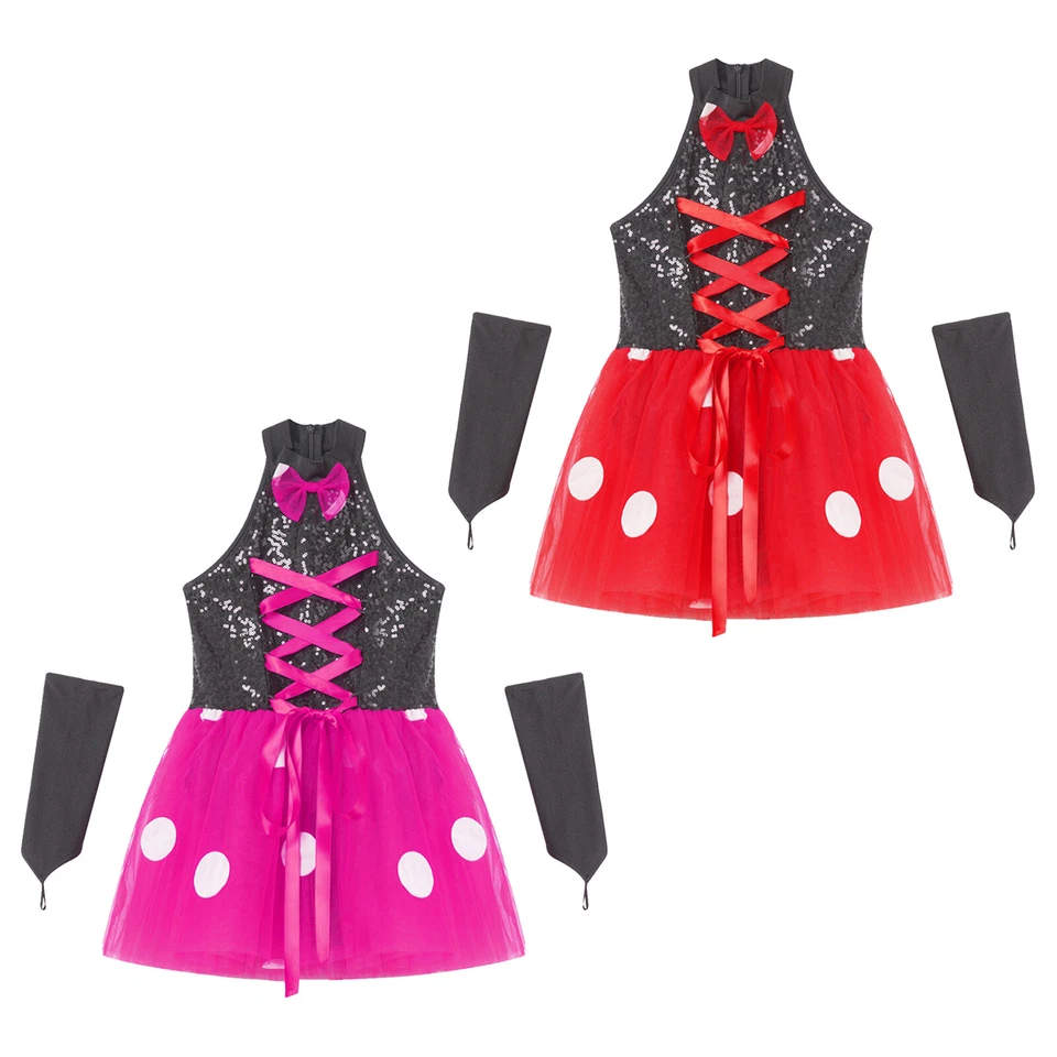 Children Girls Dress Theme Party Costume Carnival Outfits Sequins Uniform Shiny - Image 2 of 3