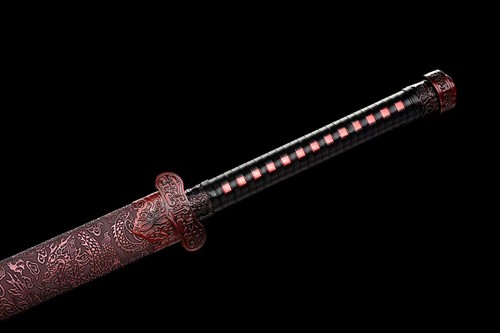 Chinese KUNGFU Sword 1095 Carbon Steel Sharp Colour Blade Han Jian Hunting Knife - Picture 3 of 10