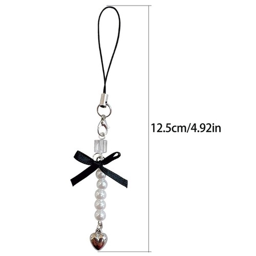 Fashion Bowknot Heart Bead Pendant Phone Straps Lanyard Keychain Strap - Zdjęcie 8 z 12